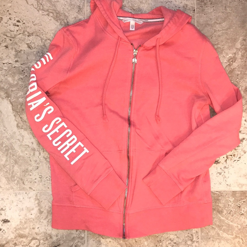 Victoria’s Secret light pink and white hoodie
